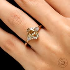 Oval Champagne Moissanite Ring, Three Stone Engagement Ring, 10k/14k/18k  Solid Gold Ring, Bezel Set Ring, Three Stone Ring, Promise Ring