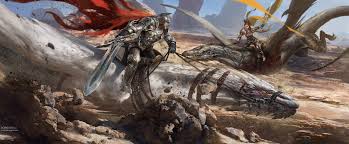 Prevent the next 3 damage that would be dealt to target creature this turn, and put a +1/+1 counter on that creature for each 1 damage prevented this way. Artstation Two Dragon Knights Russell Dongjun Lu