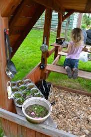 I scrubbed it on with an old kitchen dish brush, let it sit a minute and rinsed it off. Our Mud Pie Kitchen Intrepid Murmurings Natural Playscape Swing Set Backyard For Kids
