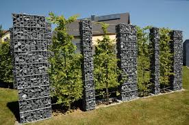 Zaunteam Sichtschutz Gabionen Steinsaulen Garten Dekoration Sichtschutzzaun Garten Garten Gartengestaltung