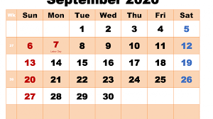 Print September 2020 Calendar Blank Template Pdf Word Excel In 2020 Blank Calendar Calendar Calendar Printables
