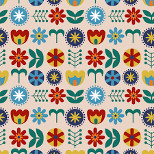 Scandinavian floral background, mid century wallpaper, seamless pattern. Scandinavian Floral Pattern On Behance