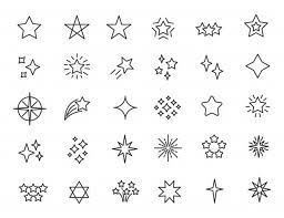Set Of Linear Stars Icons Stars Twinkle Icons Star Tattoo Designs Star Tattoos Mini Tattoos