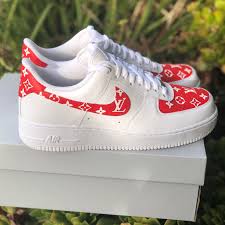 Image Of Air Force 1 Supreme Louis Vuitton With Front And Back Tab Customs White Nike Shoes Custom Nike Shoes Jordan Shoes Girls