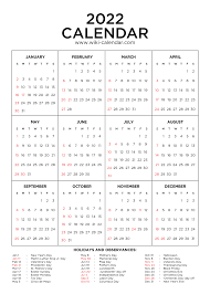 year 2022 calendar printable with holidays wiki calendar