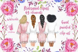 Bridesmaid Wedding Robes Clipart Bridal Shower Clipart Wedding Clipart Watercolor Diywedding Clip Art Diy Bridesmaid Gifts Wedding Robe