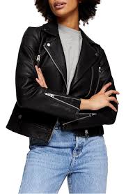 Topshop Fred Faux Leather Biker Jacket Regular Petite Nordstrom In 2020 Faux Leather Biker Jacket Stylish Leather Jacket Biker Jacket