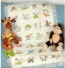 If you've been looking for baby cross stitch designs, you've no doubt found that there are many beautiful, detailed images in the soft, muted, pastel colors often associated with babies. Dimensions Animal Abc Afghan Cross Stitch Kit Cross Stitch Kit Featuring An Animal Cross Stitch Baby Blanket Counted Cross Stitch Kits Cross Stitch Animals