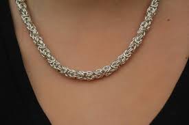 Byzantine Necklace Chainmail Necklace 925 Sterling Silver Etsy Chainmail Necklace Chain Maille Necklace Byzantine Necklace