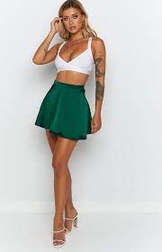 Sasha Flared Mini Skirt Emerald Beginning Boutique Flared Mini Skirt Mini Skirts Green Mini Skirt