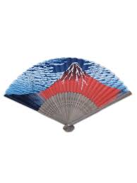 Authentic Japanese Silk Bamboo Folding Fan With Traditional Painting Red Fuji By Hokusai Vintage Kimono From Fuji Kimono Uk And Japan Fujikimono Co Uk