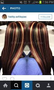 Obsessed With This Hair Black All Over With Blonde And Red Chunky Highlights Hair Styles Hair Highlights Hair