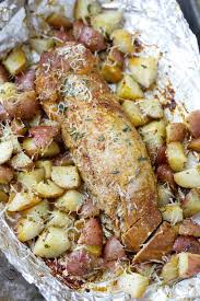Always cut meat across the grain to keep tender. Grilled Herb Crusted Potatoes And Pork Tenderloin Foil Packet Maebells