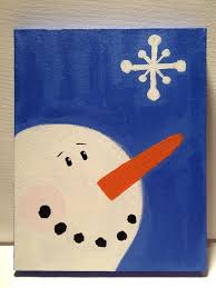 Black And White Painting Easy For Kids Cute Snowman Canvas Paint Idea For Wall Decor Christmas White Black And Blue Frosty The Christmas Paintings On Canvas Christmas Canvas Christmas Paintings