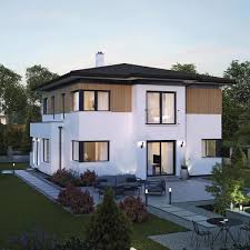Stadtvilla Neubau Modern Mit Walmdach Architektur Holz Fassade Einfamilienhaus Bauen Ideen Fertighaus Elk Haus 161 Hausb Bauhausstil Haus Stadtvilla Haus