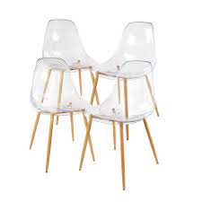 Shop for vintage lucite accent chairs at auction, starting bids at $1. Greenforest Acrylic Dining Side Chairs Lucite Transparent Clear Seat Strong Metal Legs Set Of 4 Amazon In Furniture