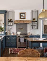 Cambridge cabinets in carbon marine wood. Design Debate Is Open Shelving Fussy Or Fabulous Kitchen Design Trends Blue Cabinets Eclectic Kitchen