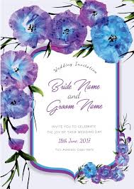 Purple And Blue Floral Wedding Invitation Free Vector Floral Wedding Invitations Wedding Invitations Floral Wedding
