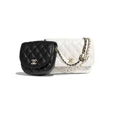 Black And White Chanel Bag Chanel Ss2019 Black White Lambskin Gold Tone Metal Side Pack 4 700 Black Side Bag Chanel Handbags Chanel Bag