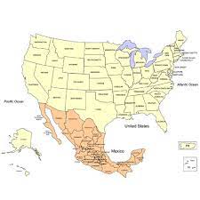 The map of mexico depicts the state highways, interstate highways, us federal highways, major cities, other cities, state capital, airports, railway network, national parks, lakes, and rivers. Usa And Mexico Powerpoint Map Editable States Clip Art Maps