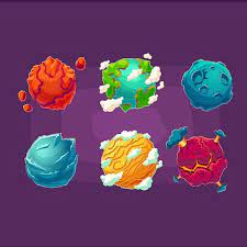 Set Of Vector Cartoon Illustrations Fantasy Alien Planets Galaxy Clipart Planet Ring Png And Vector With Transparent Background For Free Download Cartoon Illustration Planet Design Alien Vector