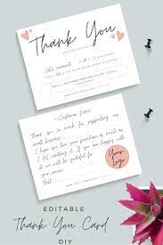 Business Thank You For Your Support Card Diy Printable Thanks Card Thank You For Your Order Note Kartu Nama Kartu Nama Bisnis Ide Kemasan