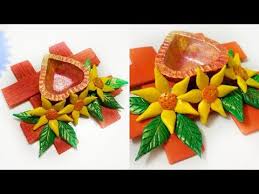 Diwali Diya Decoration Flower Diya Clay Craft How To Make School Competition Diya Kalakar Supriya Youtube Diwali
