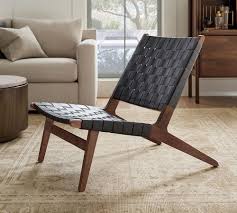 Leather slipper chair west elm. Fenton Woven Leather Accent Chair Pottery Barn