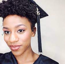 Here is a super easy style for your natural hair to fit under your graduation cap. Graduation Natural Hair Natural Hair Styles Graduation Hairstyles Graduation Hairstyles With Cap