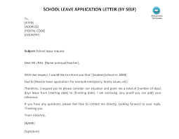 Total number of working days off: School Leave Letter By Self Templates At Allbusinesstemplates Com