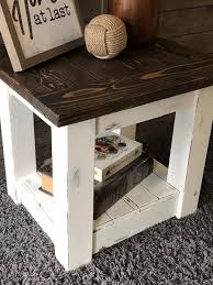 Farmhouse Style Chunky End Table Distressed In 2020 Farmhouse End Tables Distressed End Tables Small End Tables