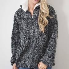 new design wholesale monogram true grit sherpa fleece pullover