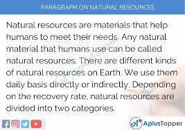 How can people reduce their use of natural resources through? Paragraph On Natural Resources 100 150 200 250 To 300 Words For Kids Students And Children A Plus Topper