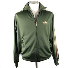 Black And Gold Adidas Zip Up Hoodie Adidas Trefoil Bomber Jacket Track Coat Green Gold Stripes Size Medium Zip Top Adidas Trefoil Hoodies Men Pullover Green Coat