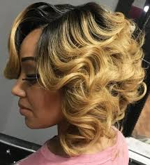 Black And Blonde Bob Weave 60 Showiest Bob Haircuts For Black Women Blonde Curly Bob Bob Hairstyles Medium Hair Styles