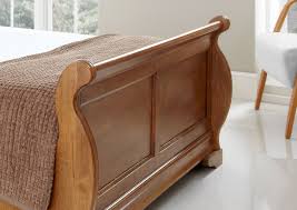 Louie Wooden Sleigh Bed Oak Finish Wooden Sleigh Bed Sleigh Beds Wooden Bed