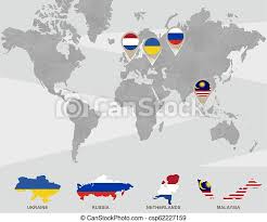 Netherlands map on a world map with flag and map pointer vector royalty free cliparts vectors and stock illustration image 61567564. World Map With Ukraine Russia Netherlands Malaysia Pointers Plane Crash Vector Illustration Canstock