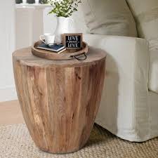 Foundry Select Kitterman Solid Wood Block End Table Side Table Wood Solid Wood Side Table Round Wood Accent Table