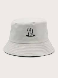 Bunny Letter Embroidery Bucket Hat In 2021 Bucket Hat Fashion Bucket Hat Cute Hats