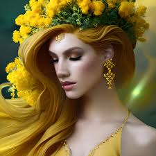 Michaela Stokes in her flower themed original hat.