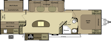 Awesome Layout With Bunks And Kitchen Island Travel Trailer Bunkhouse Travel Trailer Rv Floor Plans Travel Trailer