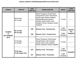 ⦿ tugasan, ujian lisan bertutur, tilawah dan hafazan. Jadual Waktu Peperiksaan Upsr 2021 Tahun 6 Semakan Upu