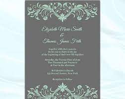 Mint And Gray Printable Wedding Invitation On Etsy A Global Handmade And Vinta Printable Wedding Invitations Etsy Wedding Invitations Grey Wedding Invitations