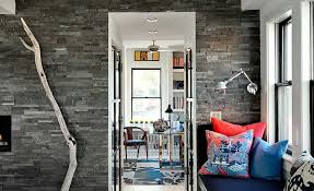 Coastal living room with gray walls ideas. Interior Stacked Stone Veneer Wall Panels Stone Wall Paneling