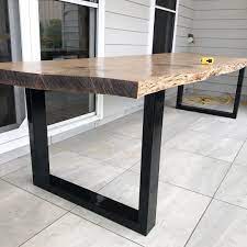 Live Edge Outdoor Table With Metal Legs Outdoor Dining Table Diy Metal Dining Table Live Edge Table