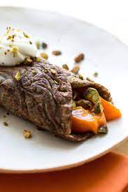 Buckwheat Crepes With Roasted Apricots Recipe Recipe Buckwheat Crepes Crepes Apricot Recipes