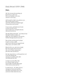 Stars By Emily Jane Bronte Great Poems Poems Emily Jane Bronte