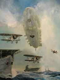 Dirigible Painting Aircraft Painting Aircraft Art Airplane Art