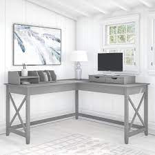 Find a place for everything with the bush furniture broadview desktop organizer in pure white. Bush Furniture Key West 60w L Shaped Desk With Desktop Organizers