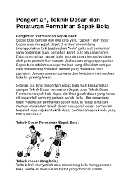 Mengapa permainan sepak bola bermain di lapangan berumput? Doc Pengertian Teknik Dasar Dan Peraturan Permainan Sepak Bola Ahmad Tuarita Academia Edu